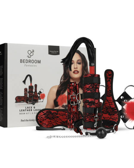 LACE & LEATHER LOOK BDSM KIT