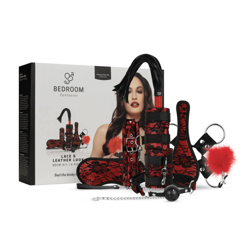 LACE & LEATHER LOOK BDSM KIT
