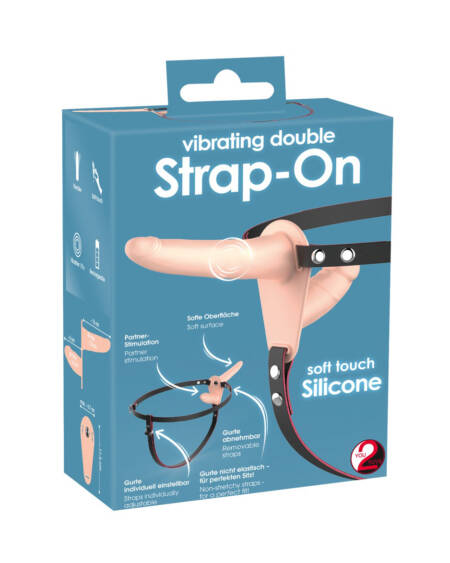 vibrating double Strap-On soft touch Silicone