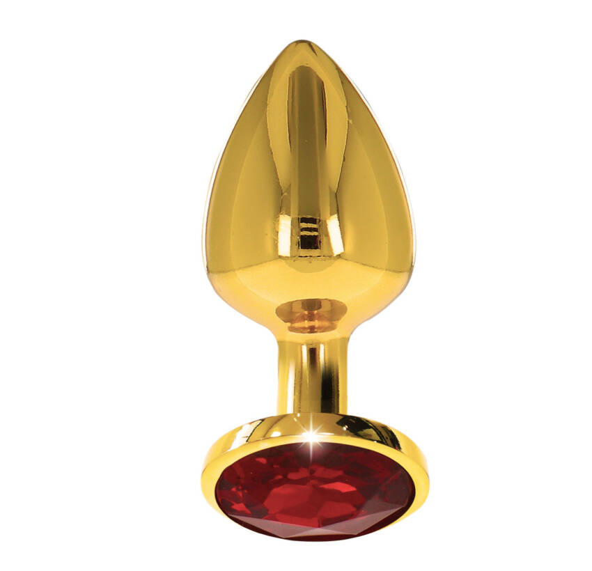 Taboom Gold Aluminium Butt Plug with Red Jewel - Image 2