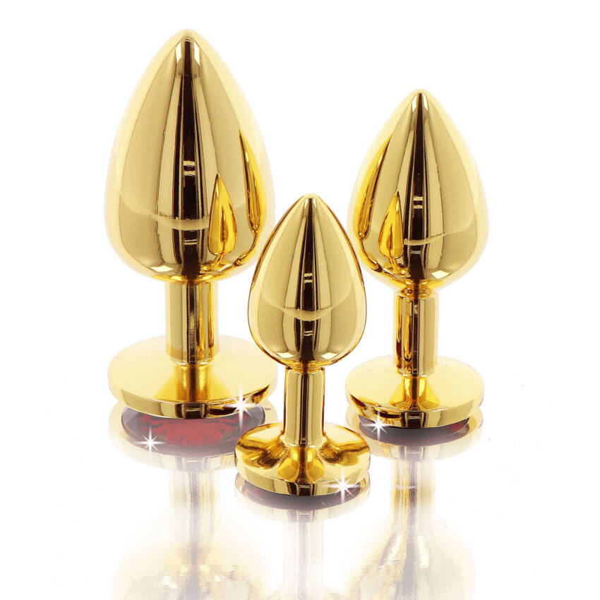 Taboom Gold Aluminium Butt Plug with Red Jewel - Image 4