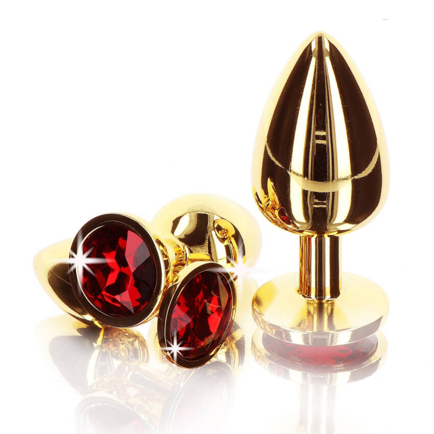 Taboom Gold Aluminium Butt Plug with Red Jewel - Image 5