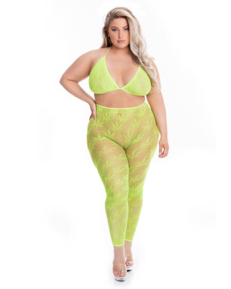 Pink Lipstick All About Leaf Bra & Leggings