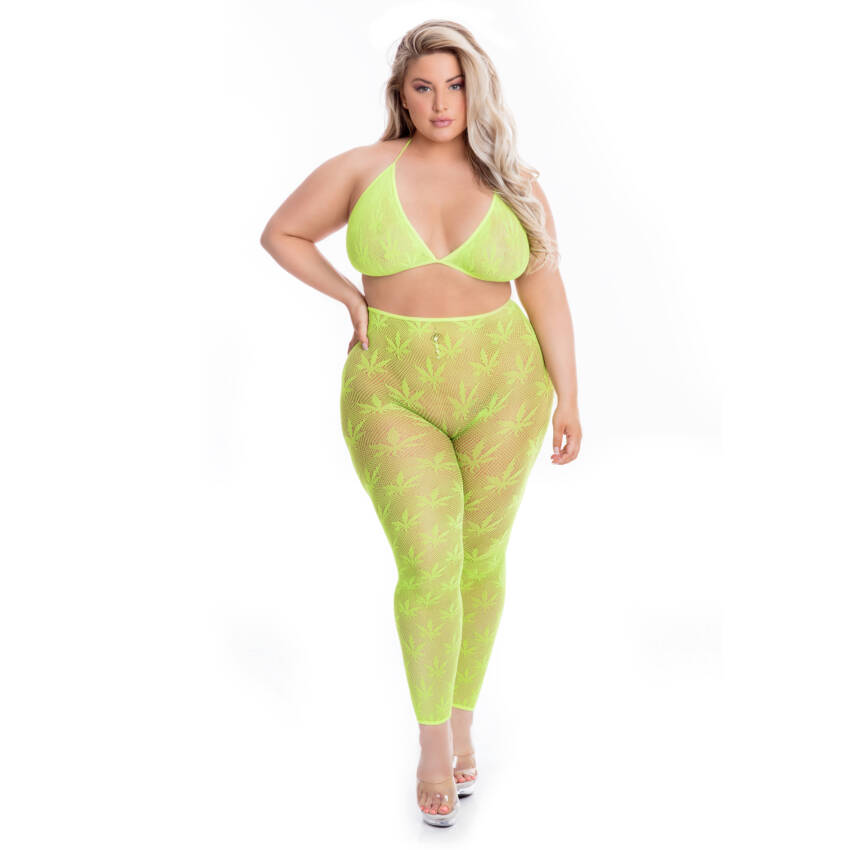 Pink Lipstick All About Leaf Bra & Leggings