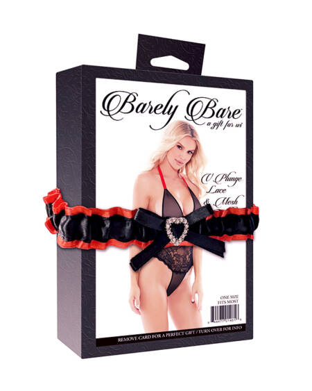 BARELY BARE V PLUNGE LACE & MESH TEDDY