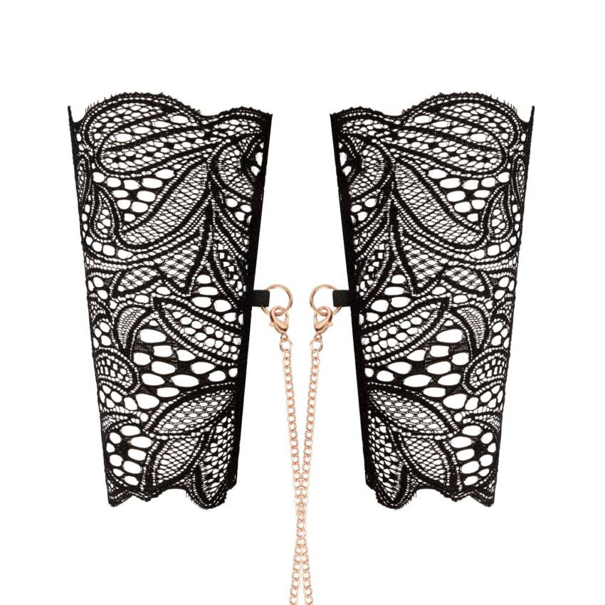 Rosy Gold Lace Cuffs and Collar - Black - Image 4