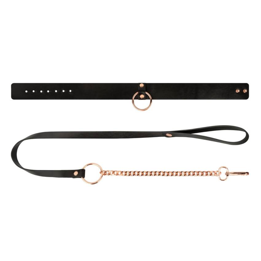 Rosy Gold Collar with Leash - Black - Image 3
