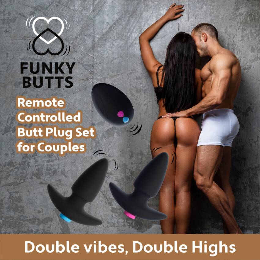 Funkybutts Remote Controlled Butt Plug Set For Couples - Image 6