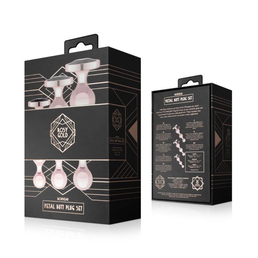 Rosy Gold Metal Butt Plug Set 3 Pieces Rose Gold - Image 2