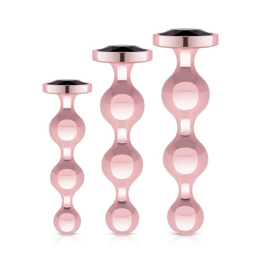 Rosy Gold Metal Butt Plug Set 3 Pieces Rose Gold - Image 3
