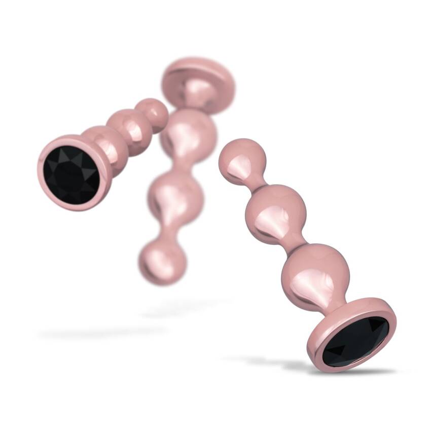 Rosy Gold Metal Butt Plug Set 3 Pieces Rose Gold - Image 8