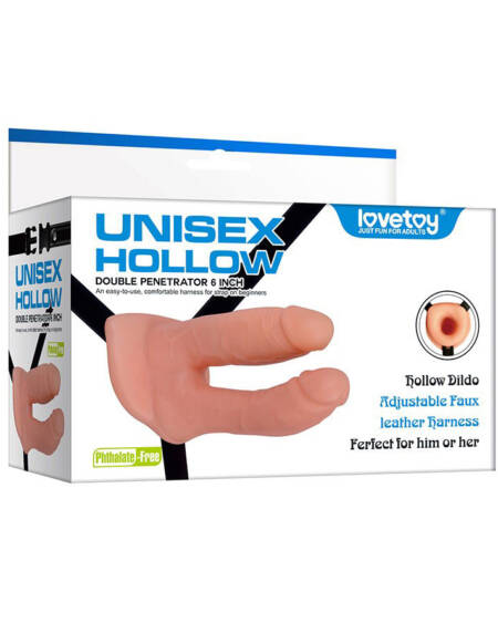 Generic Unisex Flesh Double Headed Hollow Strap On with Adjustable Belt