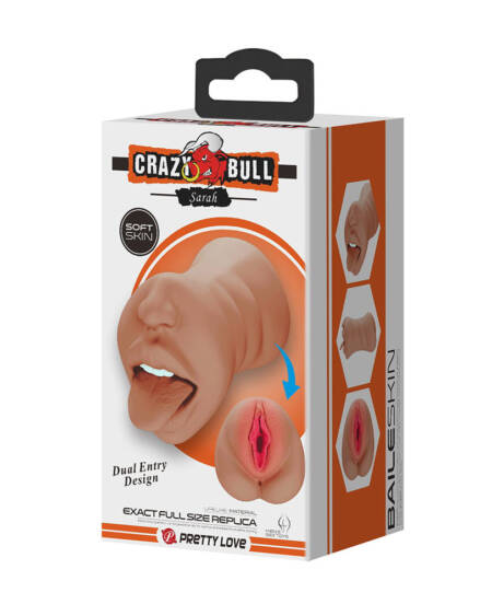 Crazy Bull Sarah Premium Dual Channel Male Masturbatur Brown