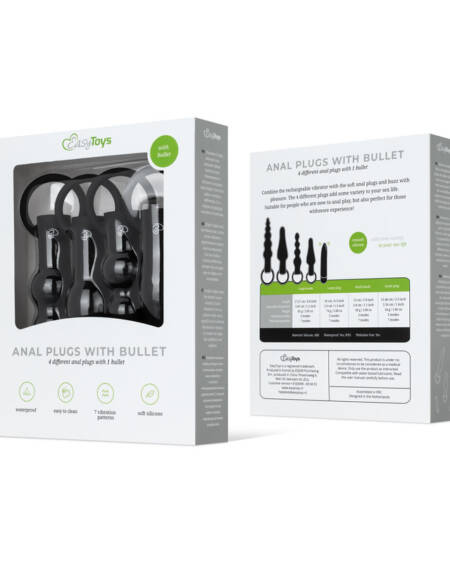 Anale Plugs mit Bullet-Vibrator - Schwarz