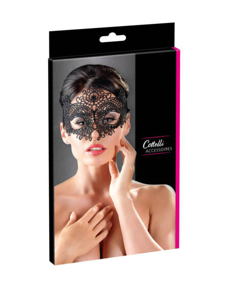 Cottelli Collection Embroidered Mask with Black Lace