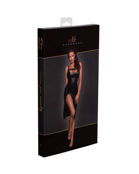 Noir Handmade Midi Dress Powerwetlook, Black