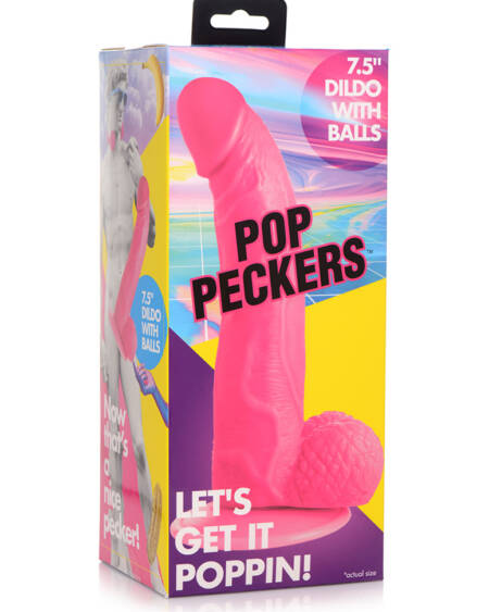 Dildo with balls by Pop Peckers (Pink)